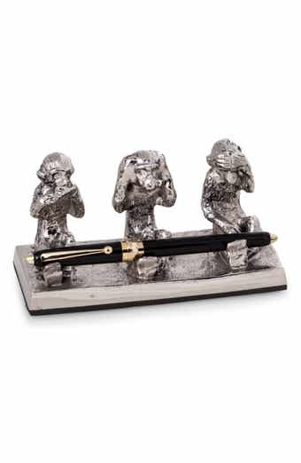 Bey-Berk Three Wise Monkeys Pen Stand