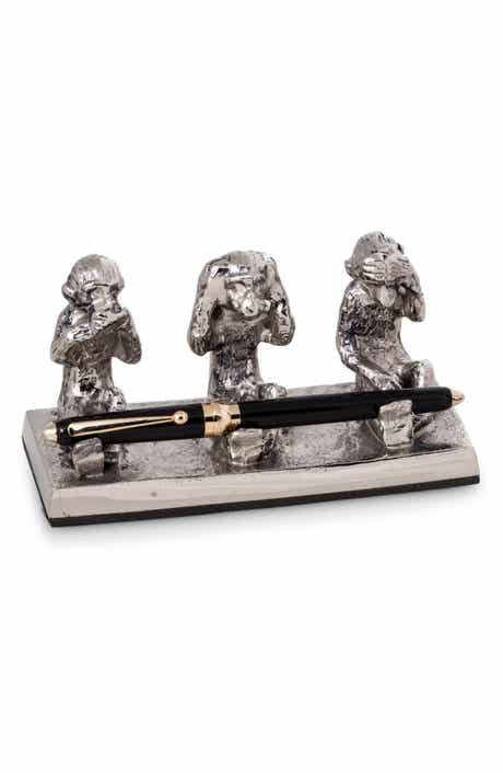 Bey-Berk Three Wise Monkeys Pen Stand