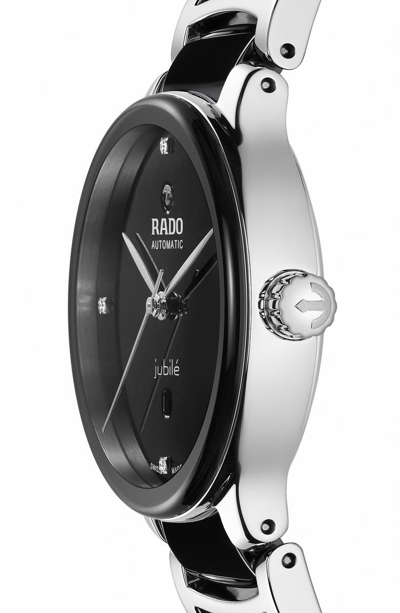 RADO Centrix Diamond Bracelet Watch, 30.5mm, Alternate, color, Black
