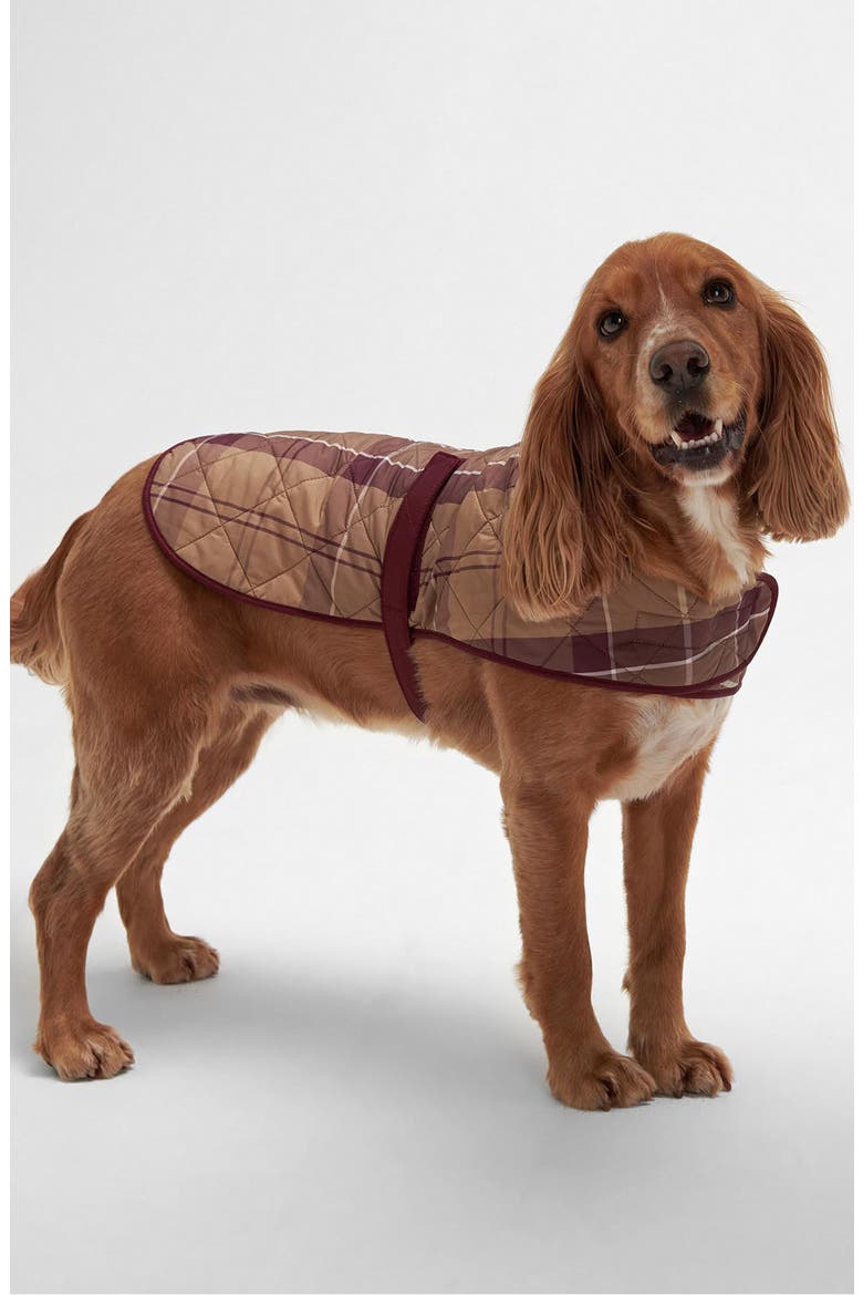 Quilted Tartan Dog Coat, Alternate, color, MUTED CABERNET