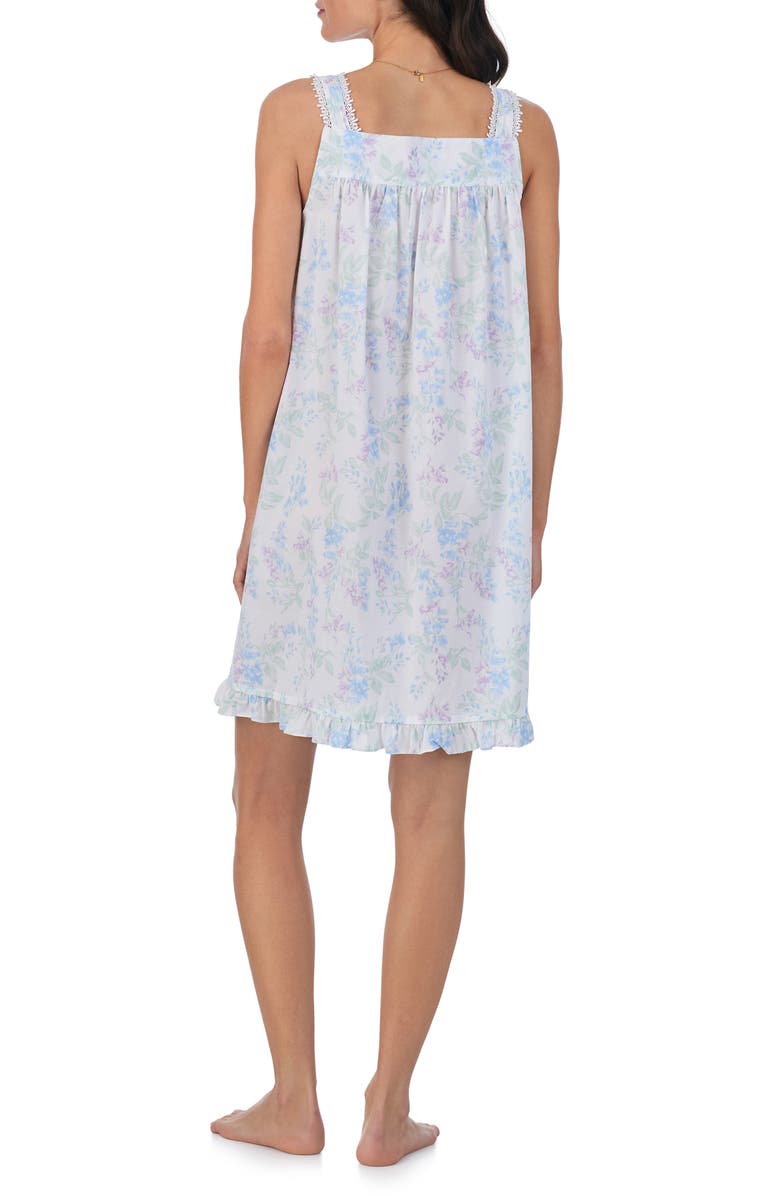 Eileen West Watercolor Floral Sleeveless Short Cotton Lawn Nightgown, Alternate, color,