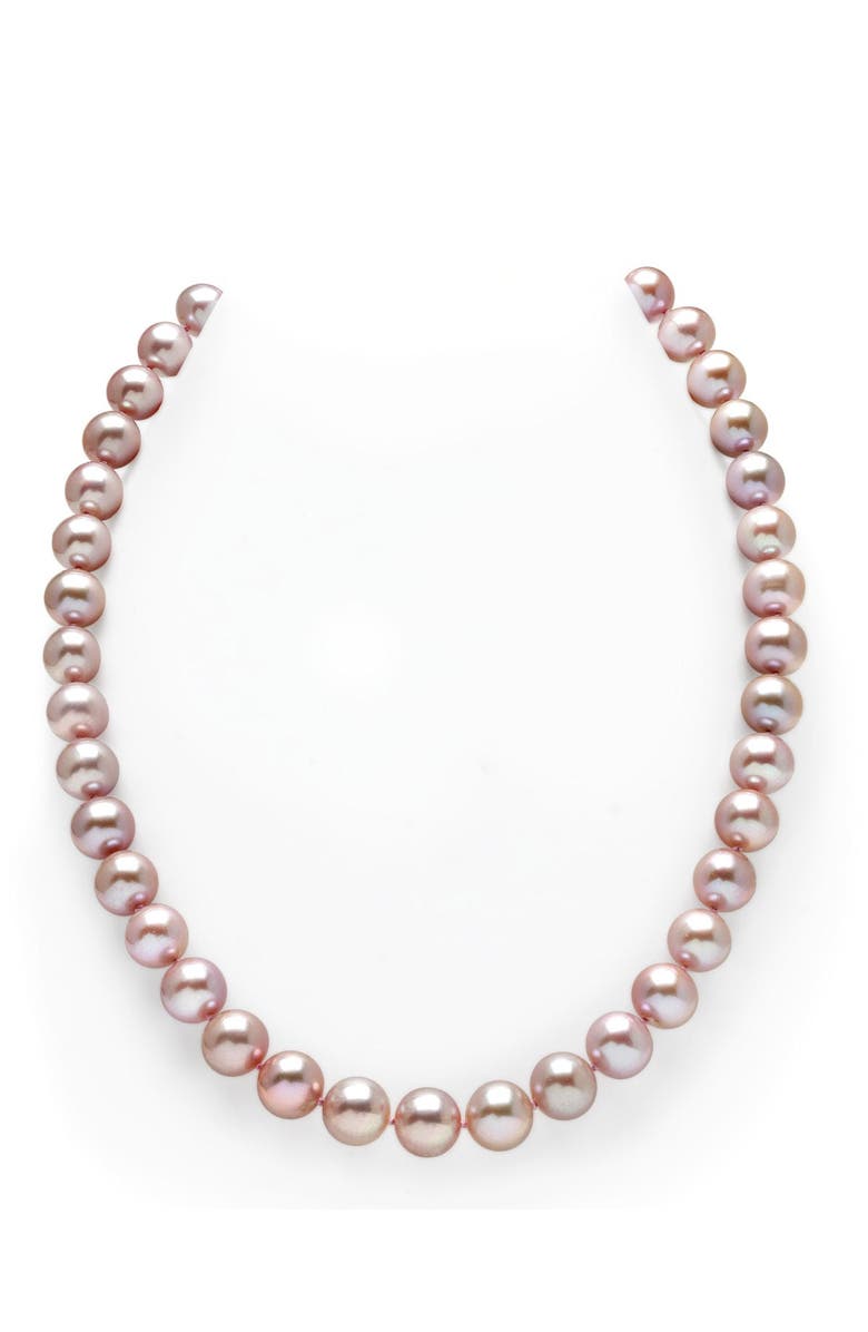 The Pearl Source 9.5-10.5mm Pink Freshwater Pearl Necklace - AAA Quality, Main, color, Yellow Gold Clasp