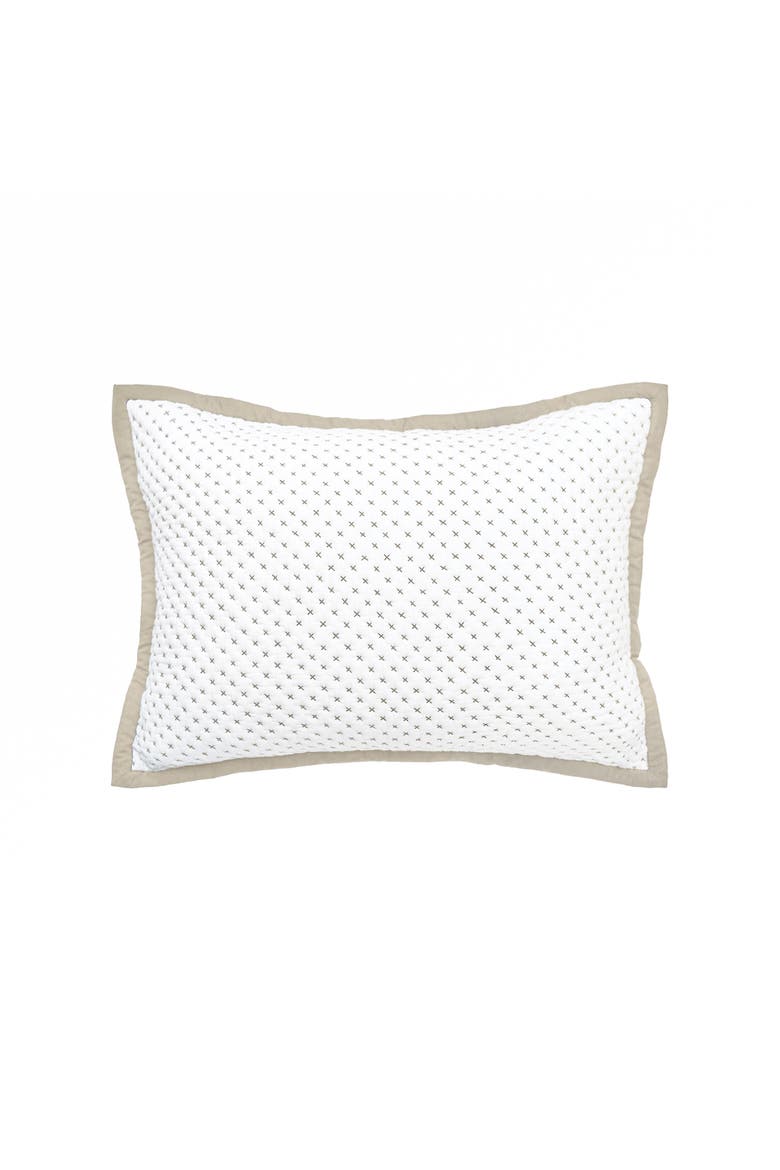 Hanima French Grey Cotton Standard Pillow Sham 20" x 26", Main, color, Grey