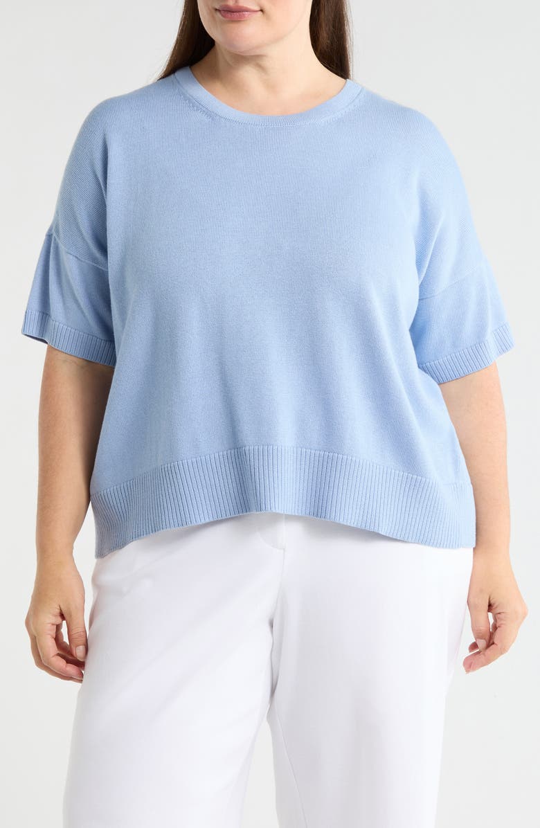 Eileen Fisher Crew Neck Knit Top, Main, color, Skylight