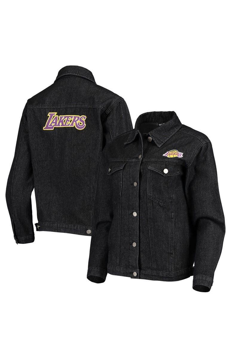 THE WILD COLLECTIVE Women's The Wild Collective Black Los Angeles Lakers Patch Denim Button-Up Jacket, Main, color, Black