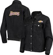 THE WILD COLLECTIVE Women's The Wild Collective Black Los Angeles Lakers Patch Denim Button-Up Jacket