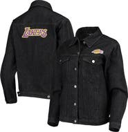 THE WILD COLLECTIVE Women's The Wild Collective Black Los Angeles Lakers Patch Denim Button-Up Jacket