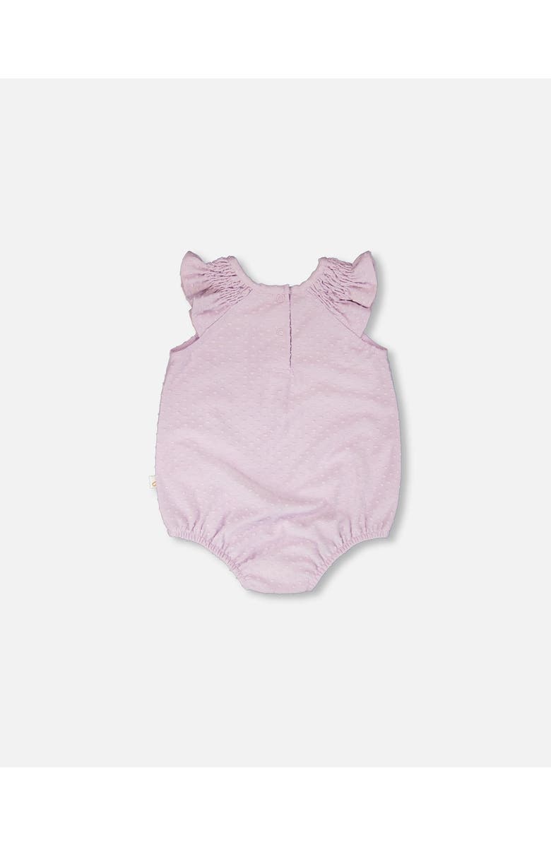 Deux par Deux Jersey Flutter Sleeves Romper, Alternate, color, Lavender