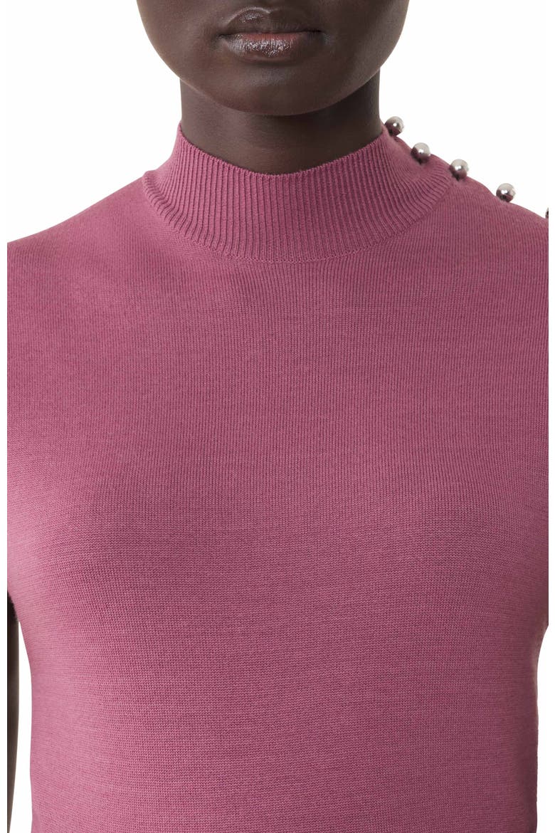 Draped High Collar Dress In Wool, Alternate, color, Automne Pink