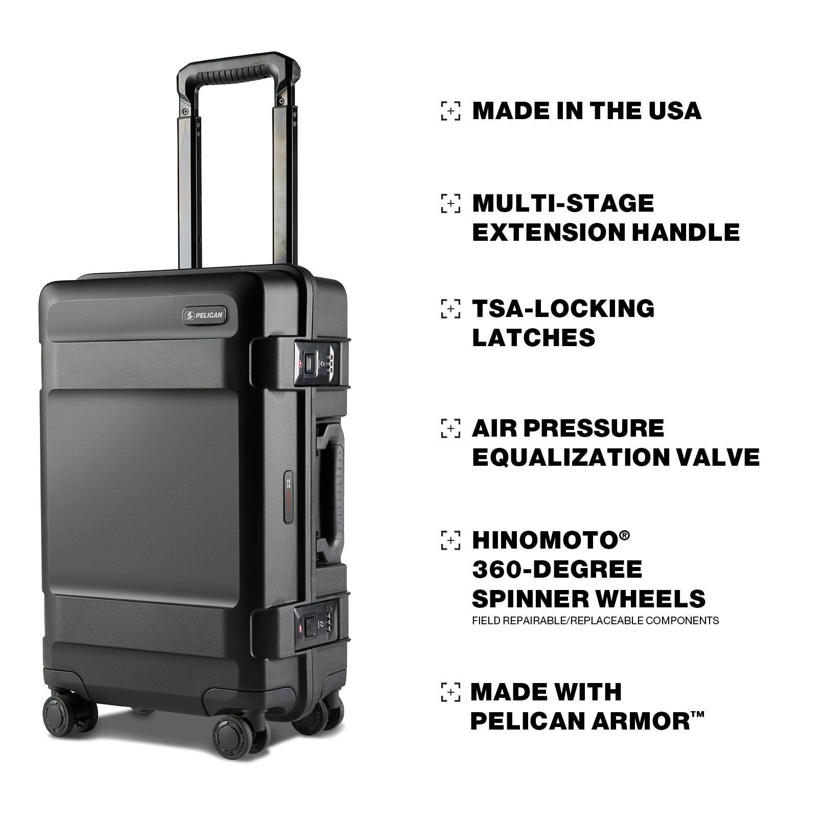 Pelican ATX Luggage  Hardside 22" Carry On Luggage with Wheels, Alternate, color, Black