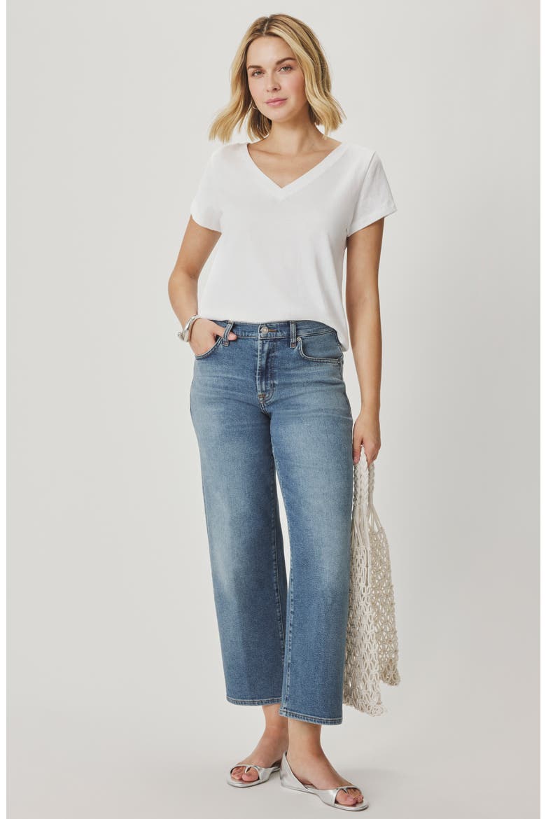 Lila Regen V-Neck Cotton T-Shirt, Alternate, color, WHITE