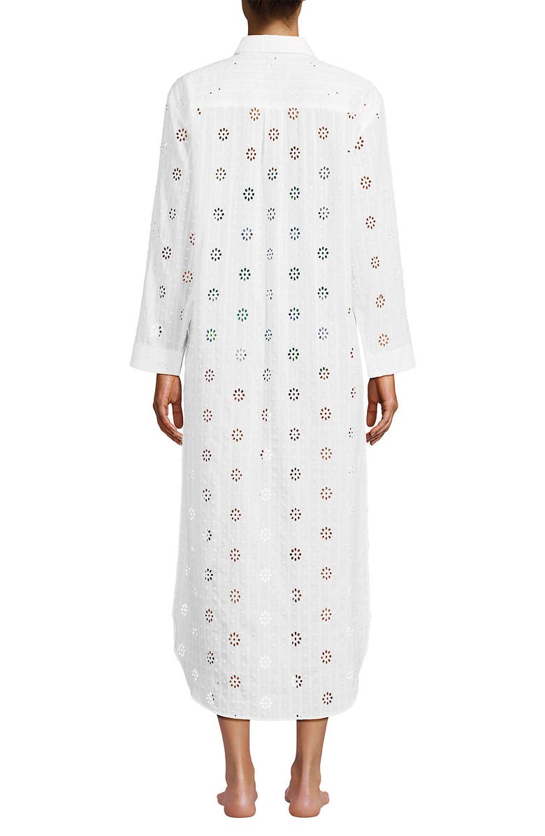 Lands' End Eyelet Button Down Maxi Cover-up Dress, Alternate, color, White