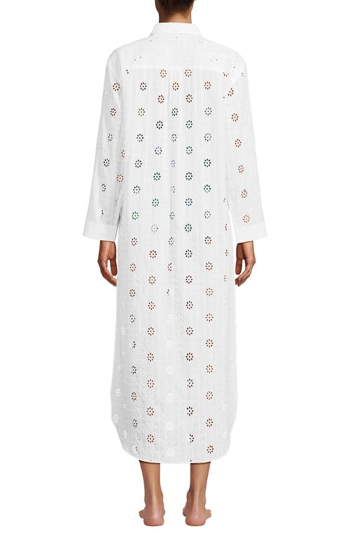 LANDS' END LANDS' END EYELET BUTTON DOWN MAXI COVER-UP DRESS