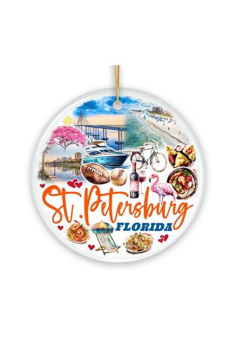 St Petersburg Florida Coastal Collage Round Ornament