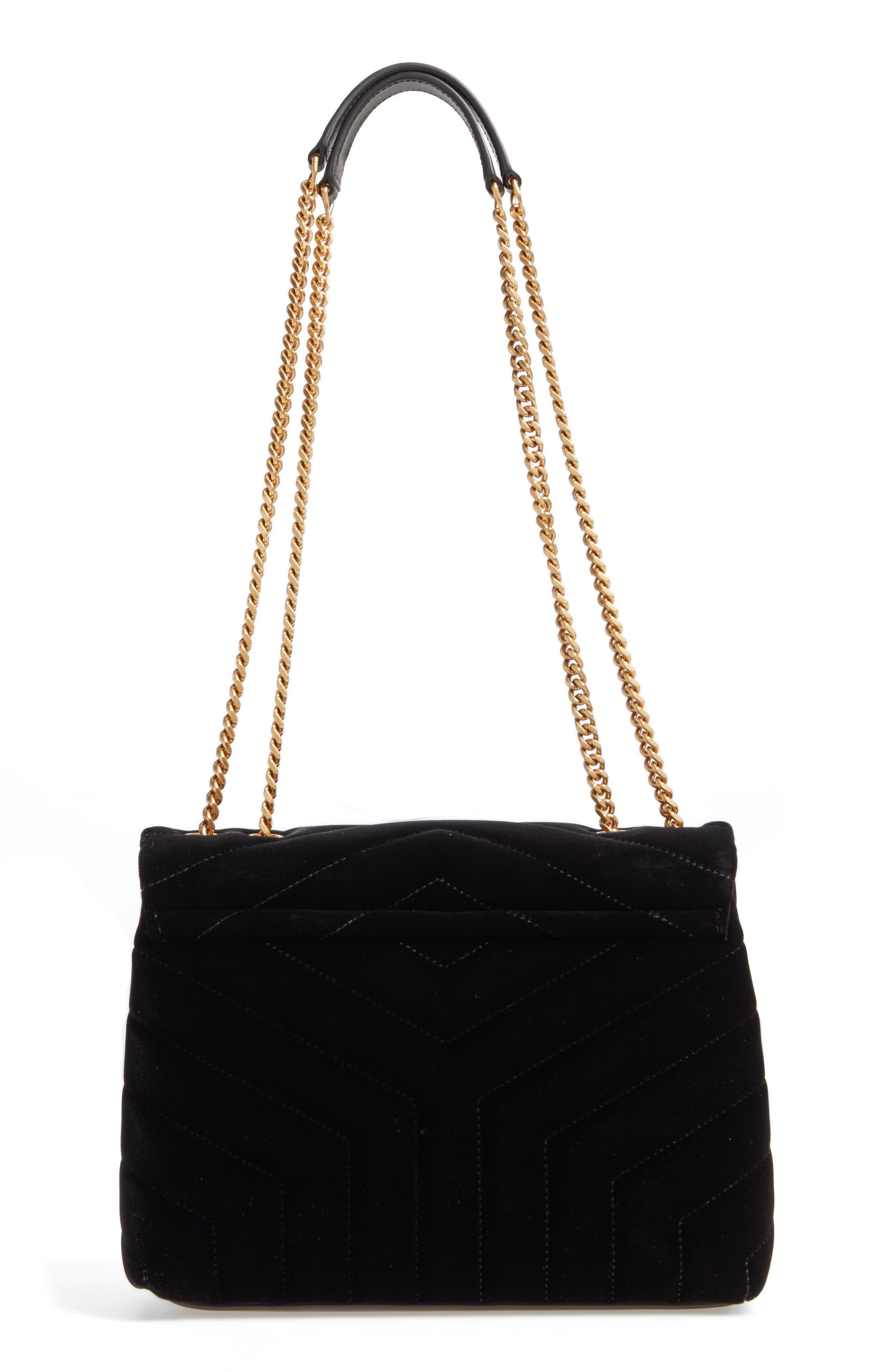 Saint Laurent Small Loulou Matelassé Velour Shoulder Bag, Alternate, color, 