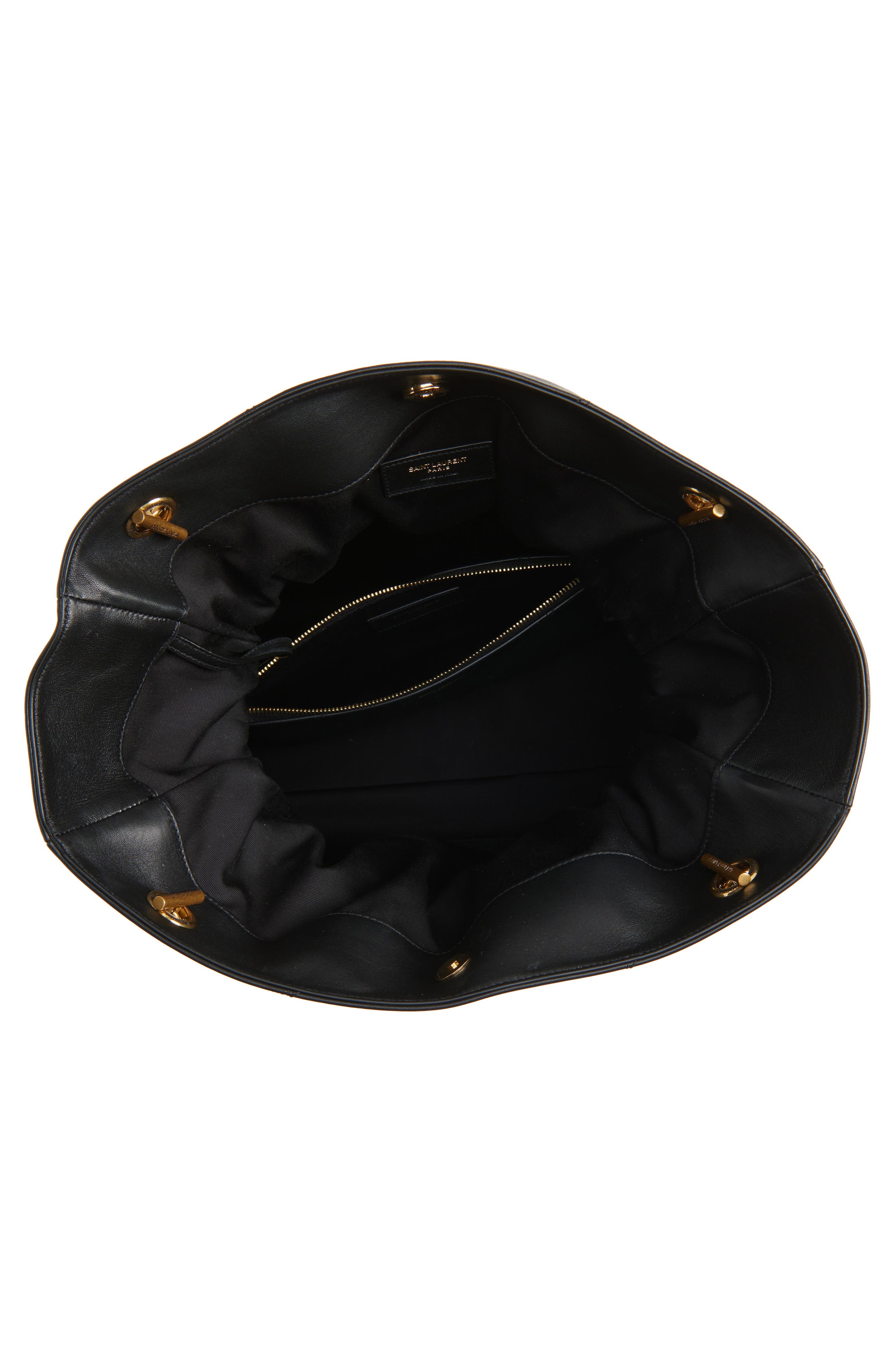 Saint Laurent Jamie 4.3 Patchwork Leather Shopper, Alternate, color, Noir