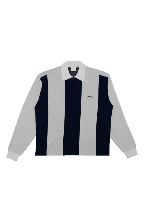 Students Gibson Stripe Quarter Zip Long Sleeve Polo In Gray