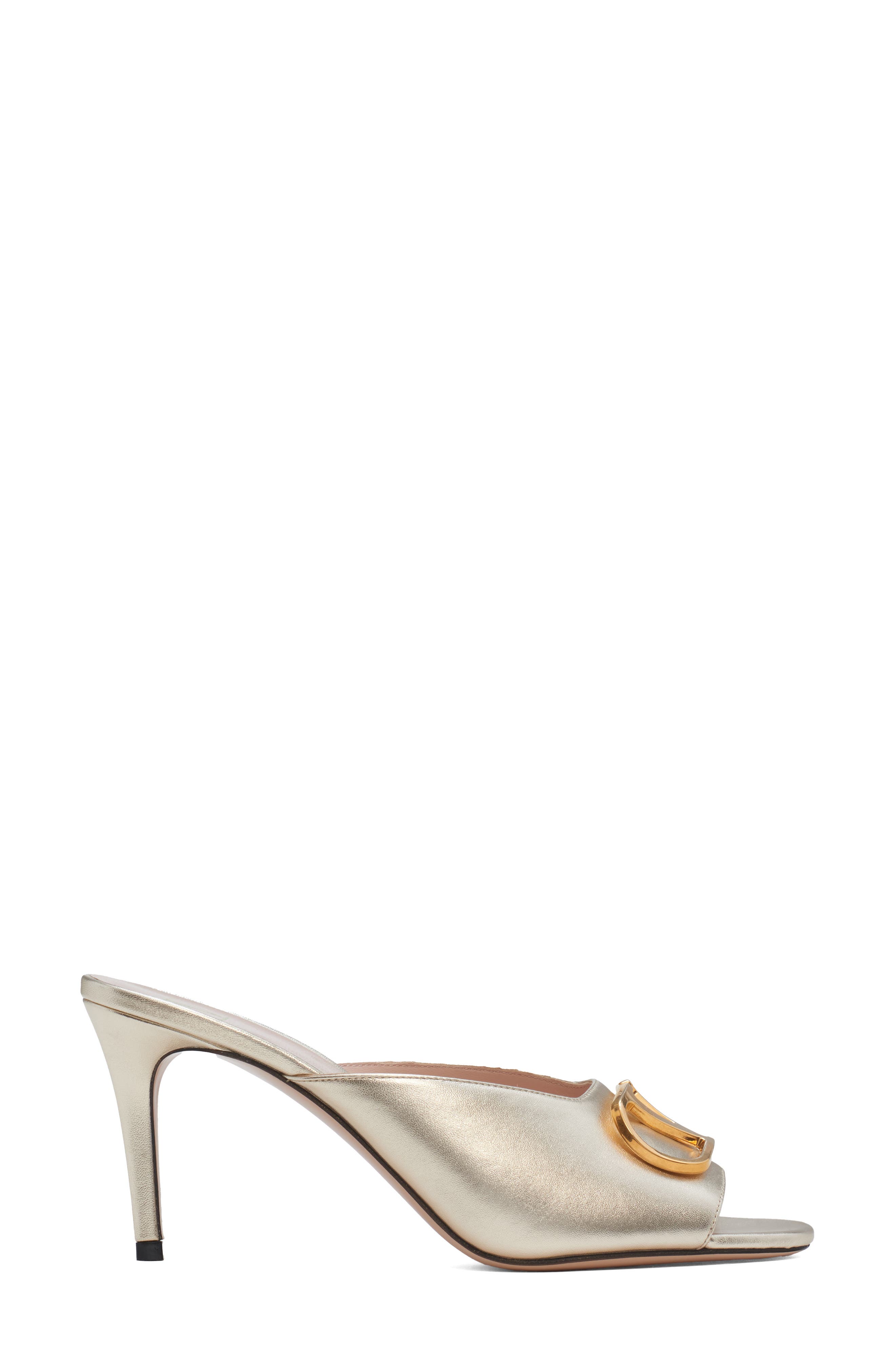 Valentino Garavani VLOGO Signature Metallic Sandal, Alternate, color, Platinum
