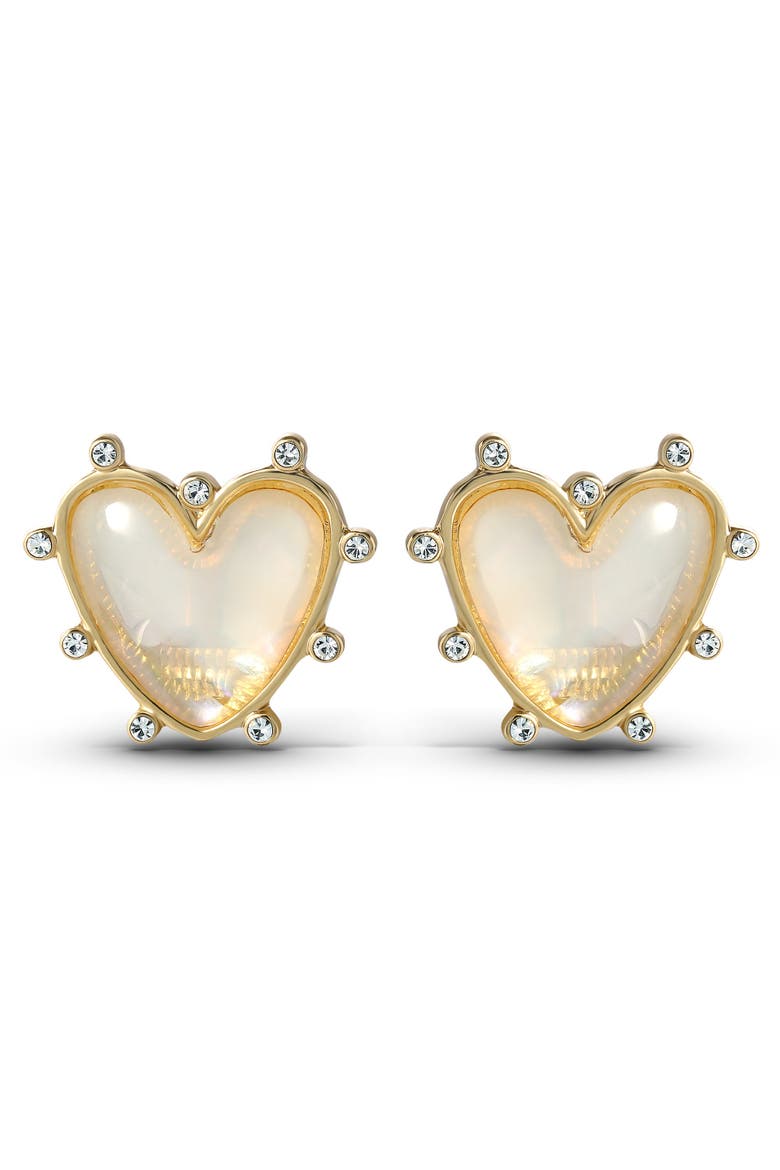 Gold-Tone Heart Stud Earrings, Alternate, color, Gold