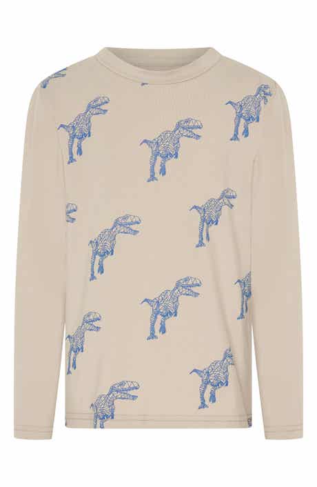 TINY TRIBE Kids' Fractal Dino Long Sleeve Graphic T-Shirt