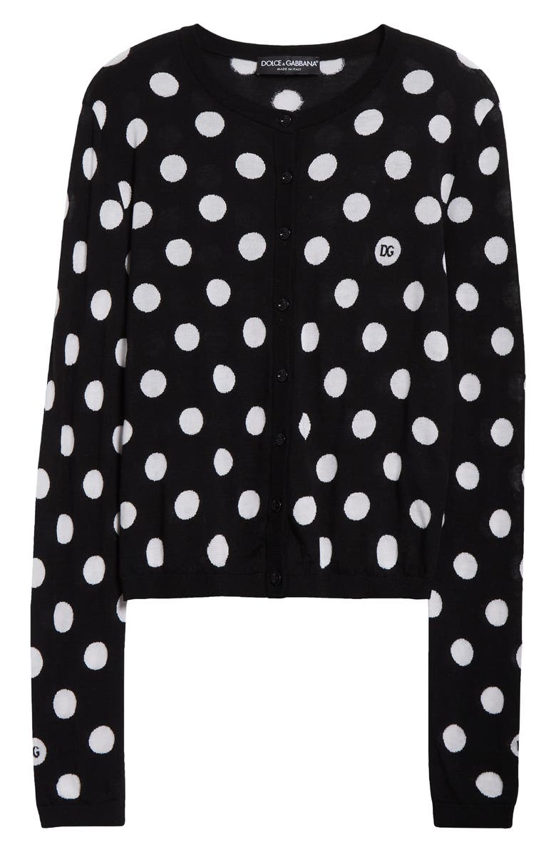 Dolce&Gabbana Polka Dot Virgin Wool & Silk Cardigan, Alternate, color, 