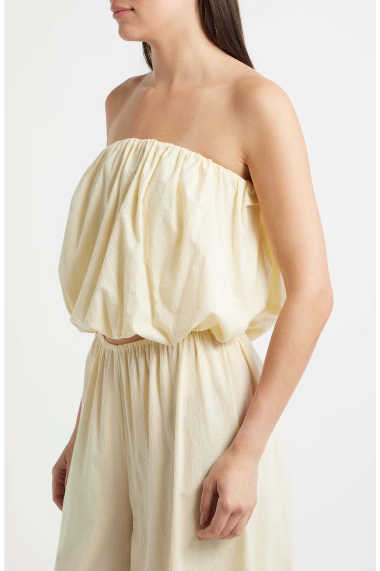 Camila Strapless Stretch Cotton Bubble Top, Alternate, color, MILK