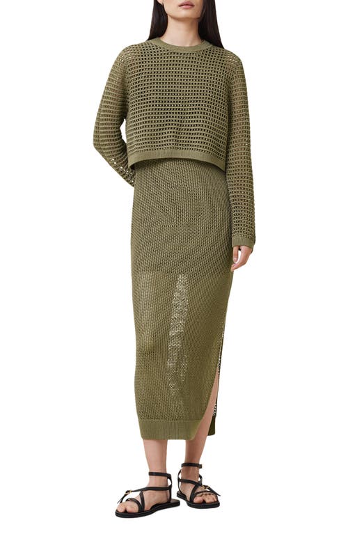 Allsaints Womens Miro Long-sleeve Knitted Maxi Dress Fir Green In Fir Green