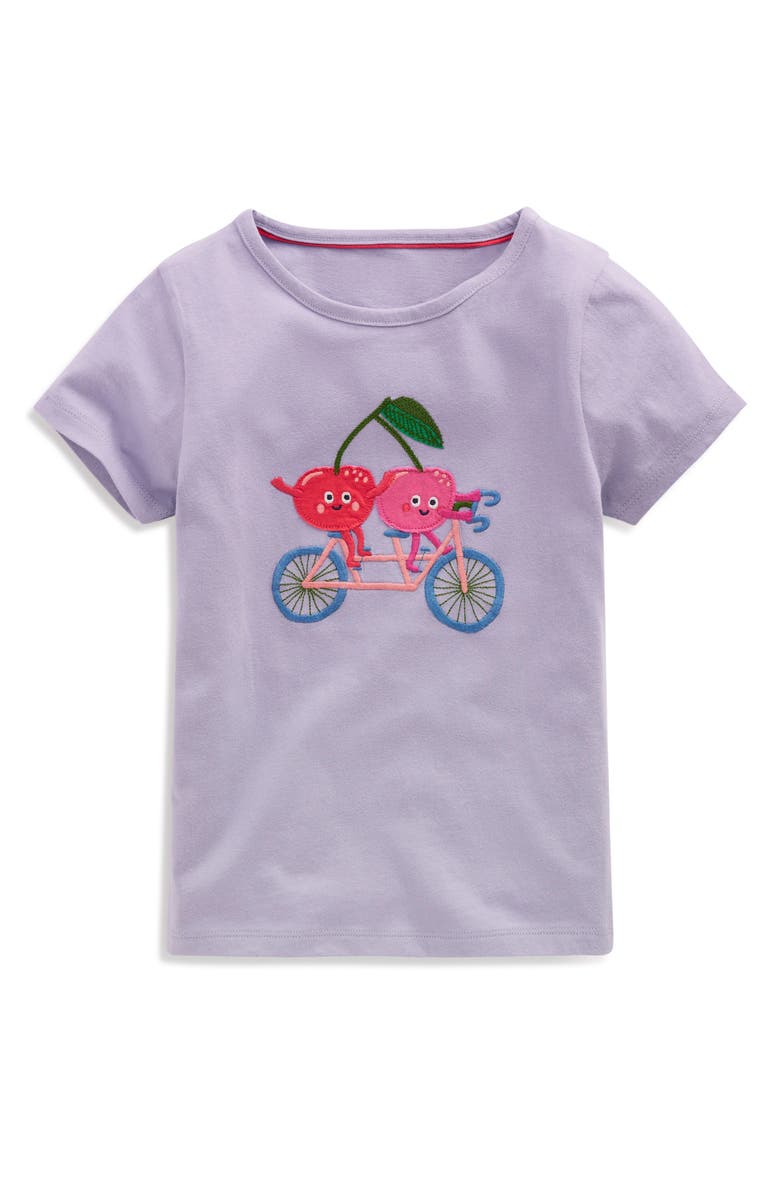 Mini Boden Kids' Cherry Appliqué Cotton Graphic T-Shirt, Main, color, 