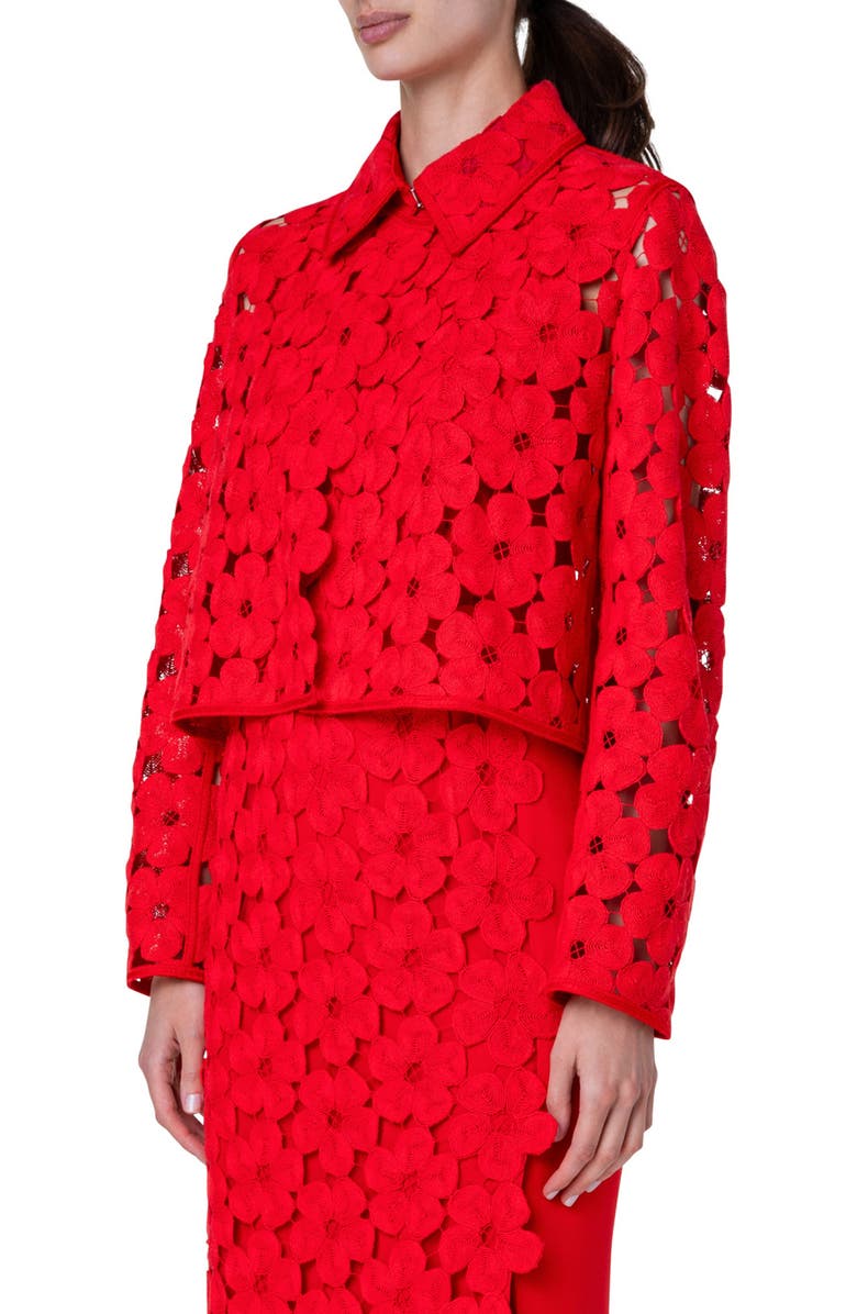 Akris Ladina Anemones Embroidered Lace Jacket, Alternate, color,