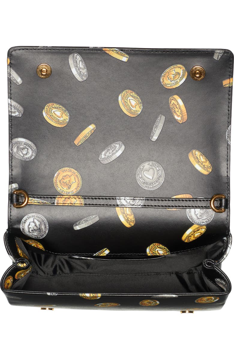 Moschino Logo Coin Print Faux Leather Crossbody Bag, Alternate, color,
