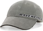 Balenciaga Tilted Typo Distressed Cotton Twill Baseball Cap