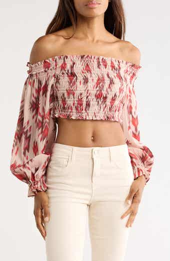 L'AGENCE Graciela Smocked Off-the-Shoulder Top