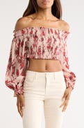 L'AGENCE Graciela Smocked Off-the-Shoulder Top