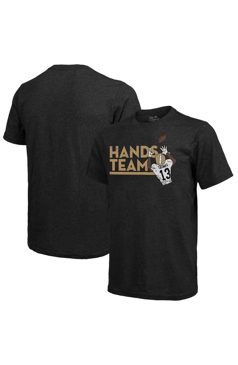 Majestic Threads Men's Fanatics Branded Michael Thomas Black New Orleans Saints Tri-Blend Player Graphic T-Shirt, Main, color, 