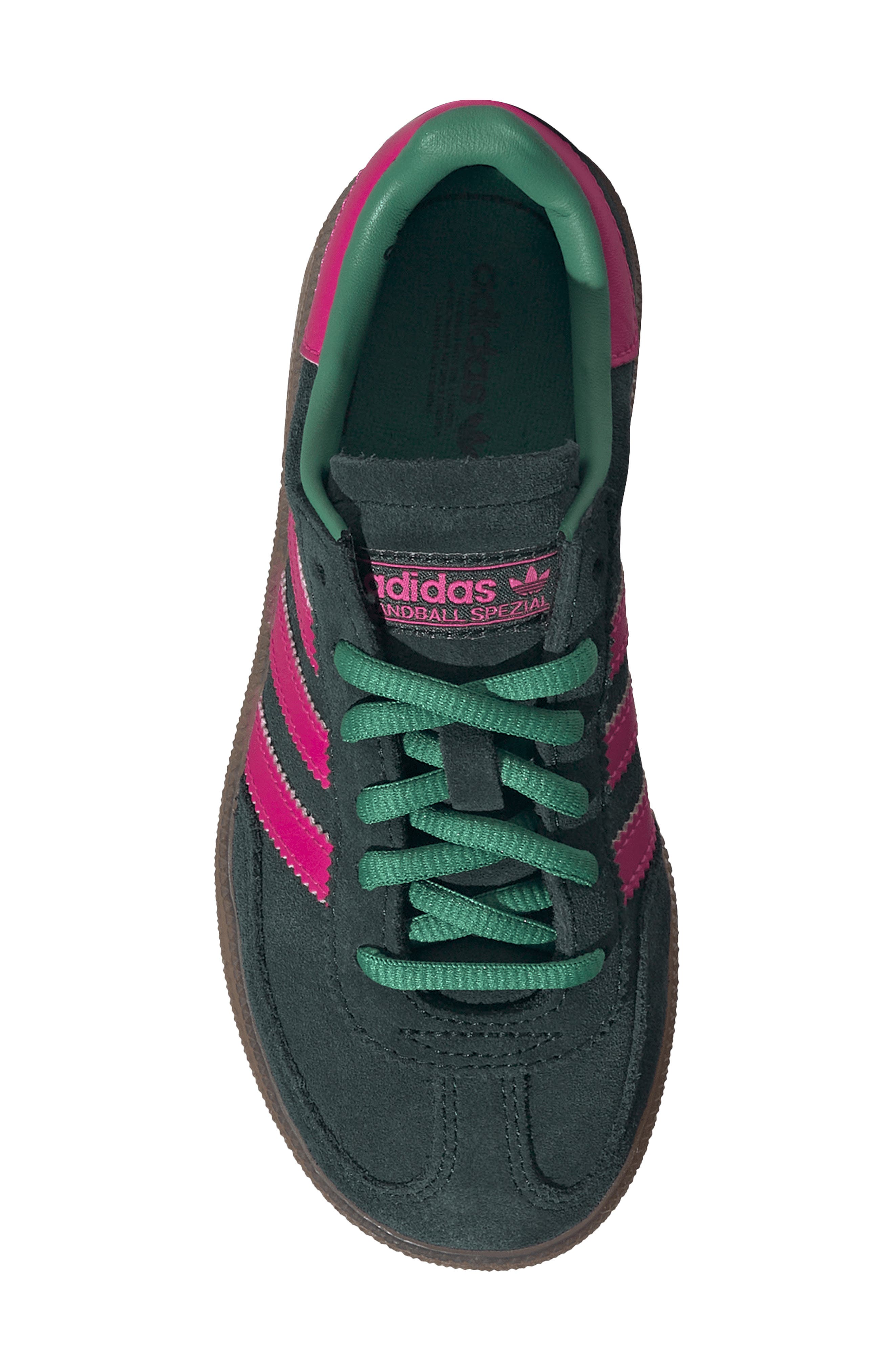 adidas Kids' Handball Spezial Sneaker, Alternate, color, Aurora Ivy/ Shock Pink/ Gum5