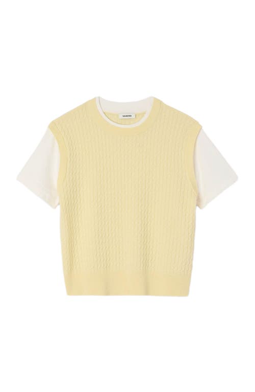 Sandro Womens Light Yellow Layered Short-sleeve Knitted Jumper In Multi