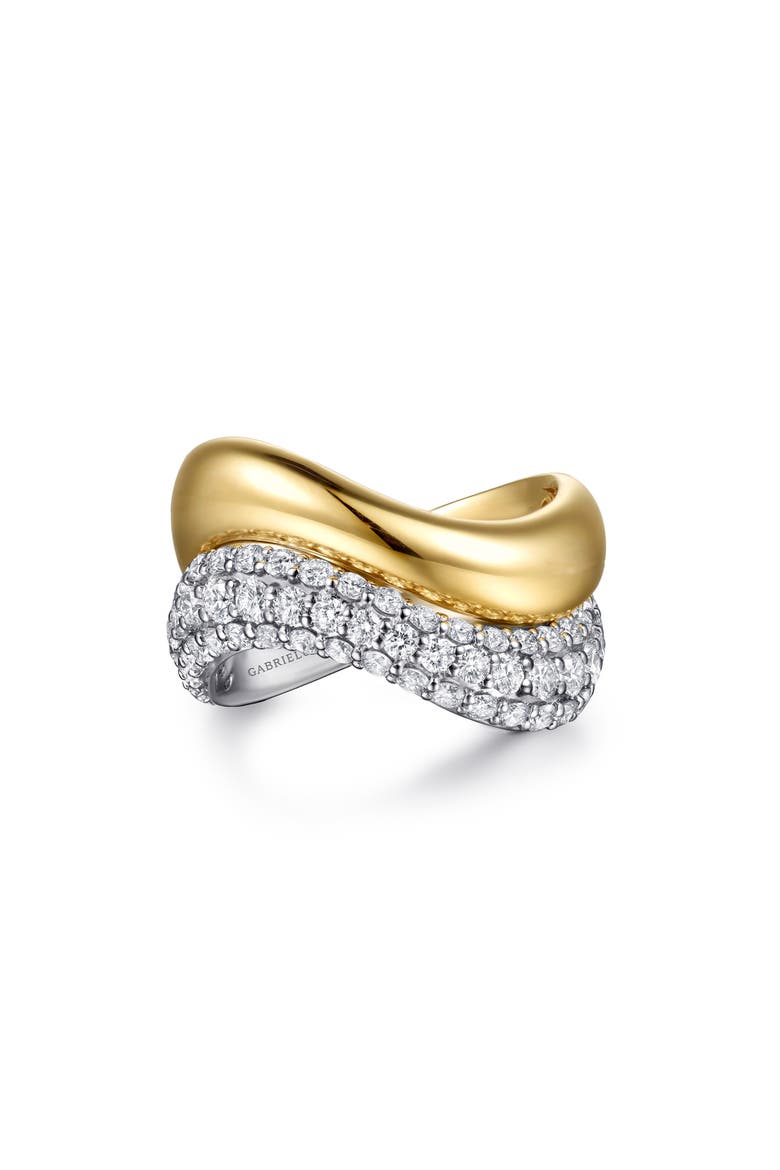 14k White Gold Diamond Wave Ring, Alternate, color, 14K WHITE GOLD