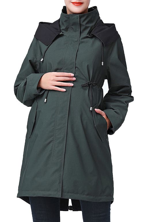 Kimi and Kai Aino Water Repellent Maternity Parka with Removable Hood in Olive 