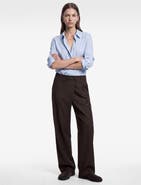 Koton Pinstriped Wide Leg Asymmetric Tailored Baggy Pants with Pleats