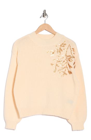 Nicole Miller Sequin Embellished Sweater In Neutral