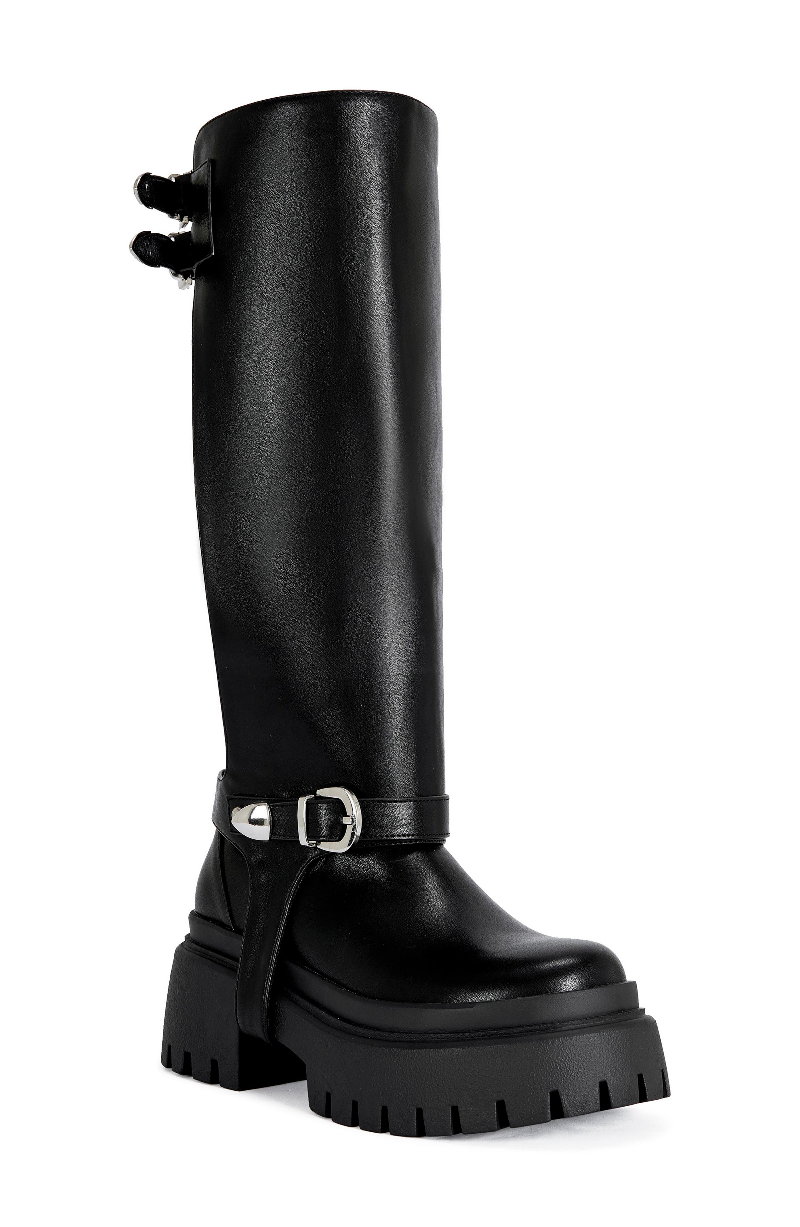 AZALEA WANG Rampage Knee High Platform Boot, Main, color, Black