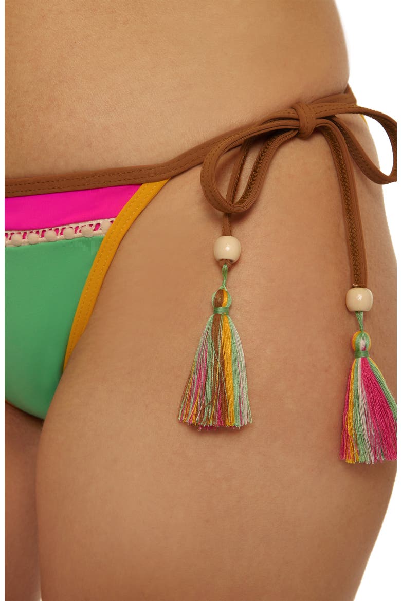 Maldives Colorblock Tassel Tie Bikini Bottoms, Alternate, color, SEA GRASS