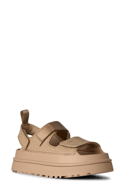 GoldenGlow Embossed Platform Sandal (Women)
