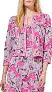 Ming Wang Floral Crop Knit Jacket