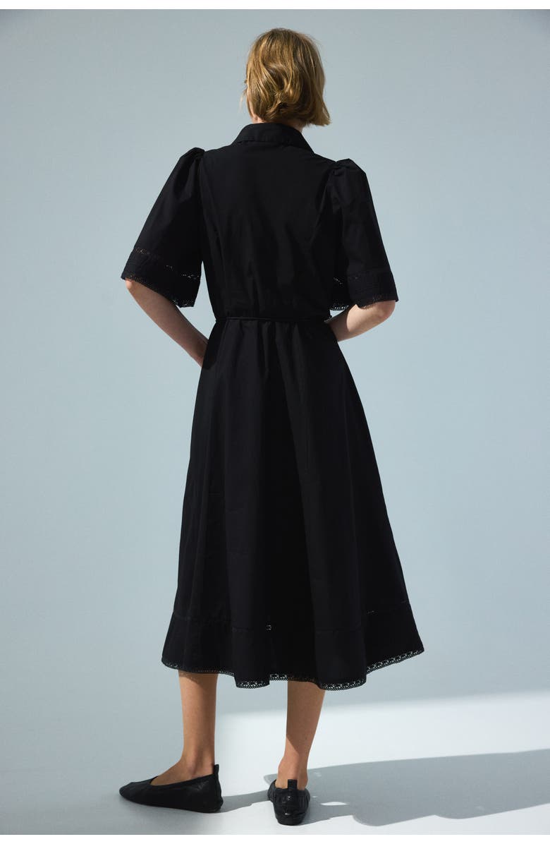 H&M Cotton shirt dress with pintucks, Alternate, color, Black
