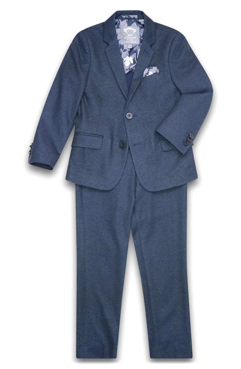 Appaman Kids' Mod Slim Fit Navy Diamond Pattern Stretch Suit, Main, color, Navy Diamonds