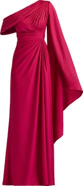 Tadashi Shoji Ember One-Shoulder Draped Gown