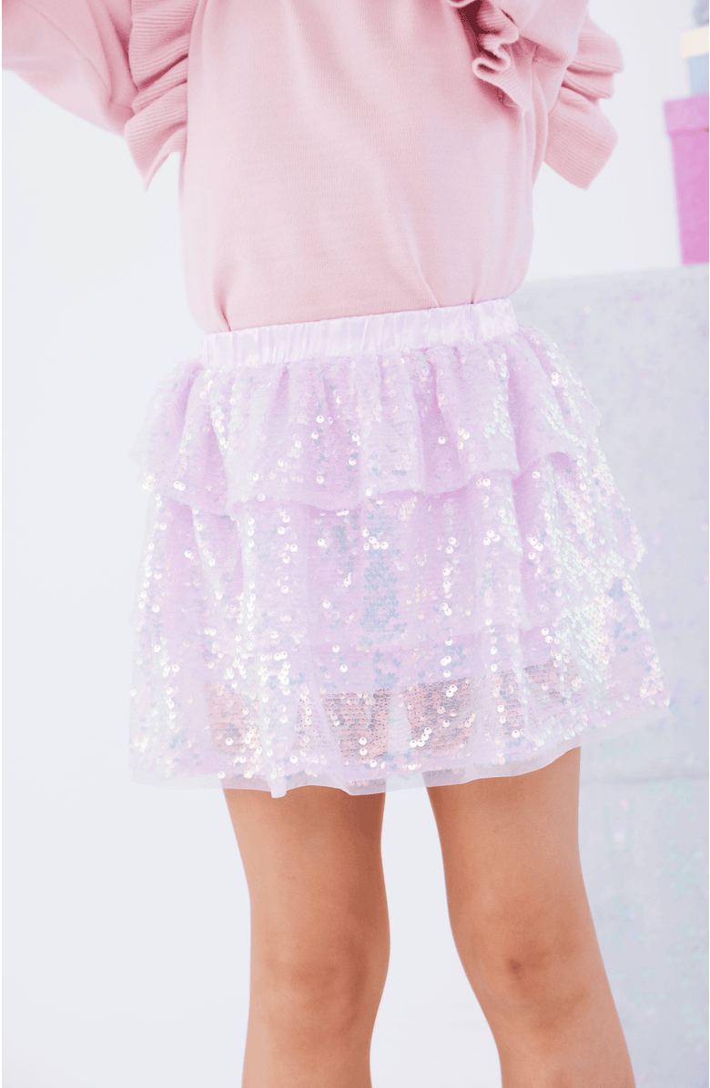 Lola + The Boys Iridescent Shimmer Sequin Skirt, Alternate, color, Pink