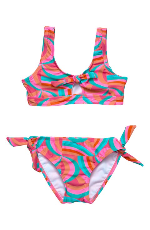 Kids' Geo Melon Knot Front Two-Piece Swimsuit (Big Kid)