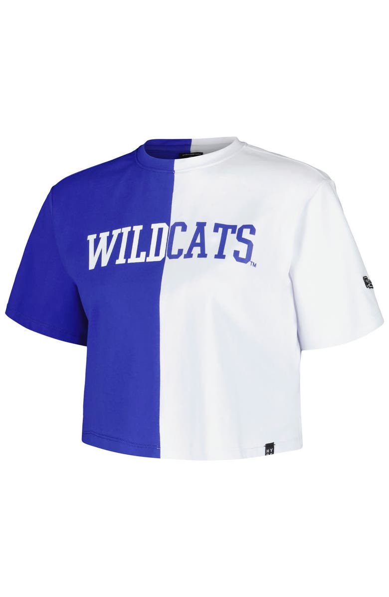 Hype and Vice Women's Hype and Vice Royal/White Kentucky Wildcats Color Block Brandy Cropped T-Shirt, Alternate, color,